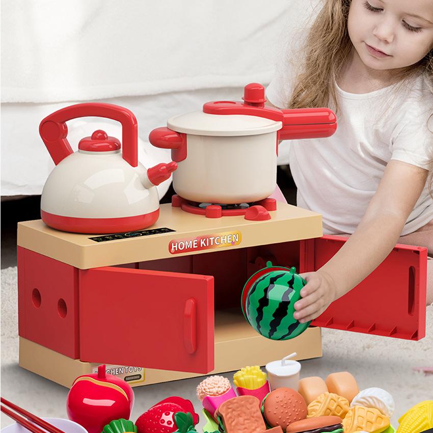 Children's Pretend Kitchen Set: Cutting Veggies, Cooking, Rice, and Fruit for Boys & Girls - Simulation Utensils Included