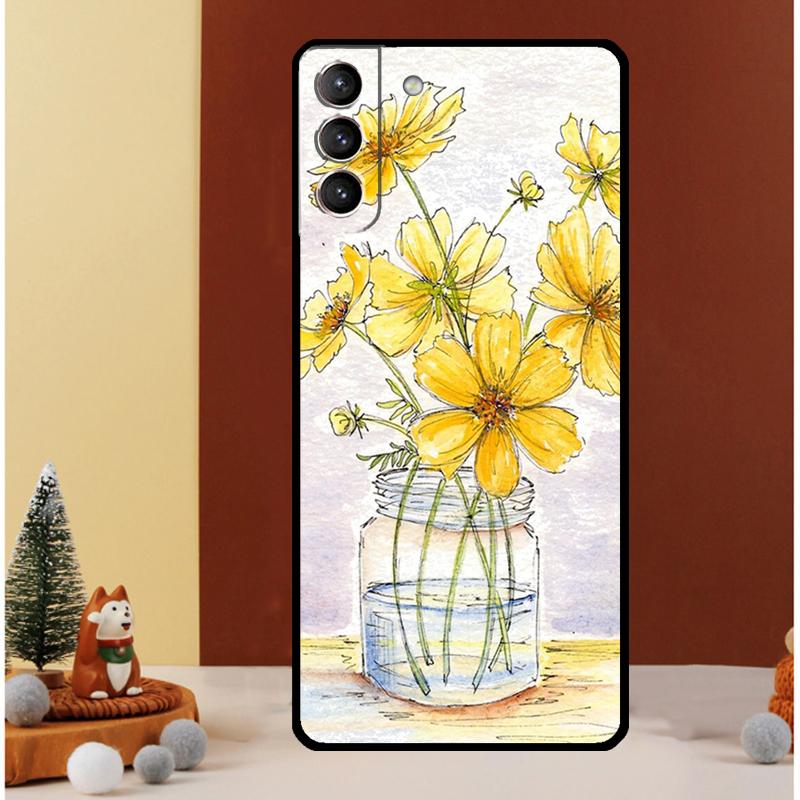

Yellow Cosmos Flowers Lavender Case For Samsung Galaxy S24 S26 Ultra S21 S22 S20 S23 S25 Ultra S10 Plus S25 FE Cover Funda Galaxy S10