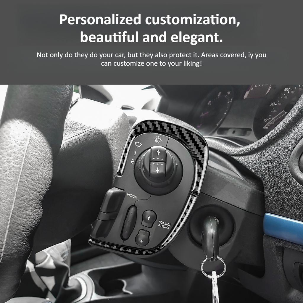 Car Steering Wheel Button Frame Trim Sticker Carbon Fiber For Renault Clio MK3 2006-2012 Wiper Switch Cover Interior Accessories