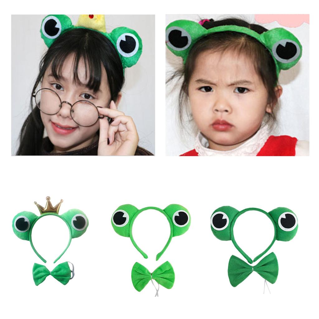 Cartoon Headbands Frog Hair Hoop Prince Bowtie Halloween Hairband Princess Cartoon Headwear Bowtie Set
