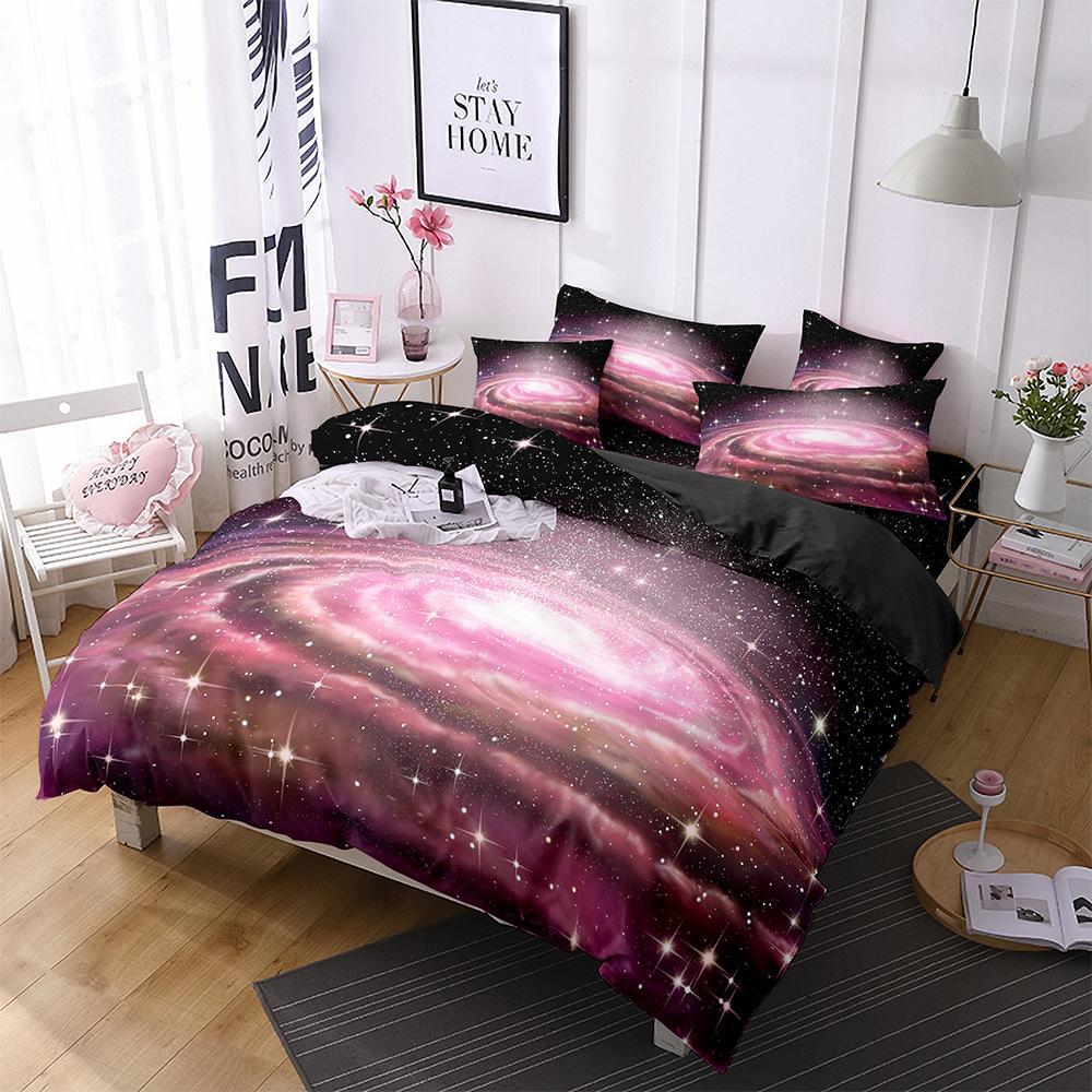 Luxury Galaxy Dark Blue Bedding Set Twin Full Queen King Size Duvet/Quilt Cover Set Shining Stars Starry Sky Comforter Cover