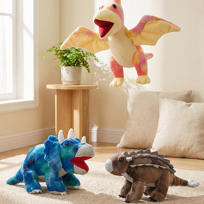 Simulation Jurassic Dinosaurier Plüschtiere Stofftiere Lebensecht Triceratopstyrannosaurus Pterosaurier Puppe Niedliche Schreibtisch-Haustiere Kindergeschenk
