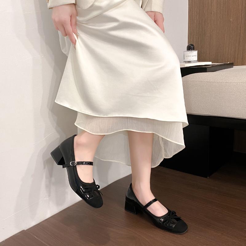 Fashion Chunky Mary Jane Shoes Women 2025 New Butterfly-knot Elegant Ballet Shoes Retro High Heels Dress Shoes Zapatos De Mujer