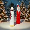 Christmas Santa Claus Figurine Hand-painted Cartoon Snowman Resin Statue Sculpture Holiday Party Home Office Desktop Decoration