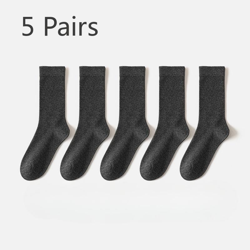 5 Par Szarych Skarpetek, Damskie Letnie Cienkie Skarpetki Długie z Frotte, Antyzapachowe Skarpetki Poporodowe, Bezszwowe Oddychające Bawełniane Skarpetki w Jednolitym Kolorze, Skarpetki do Połowy Łydki
