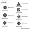 7 Pcs Black Golden Leaf Flower Metal Dice Hollow Metal Polyhedral Dice Set Suitable for Role-Playing RPG  Board Game Card Game