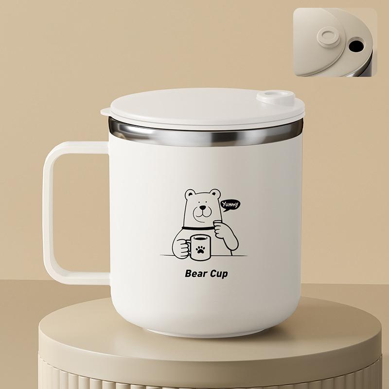 

Double Wall Insulated Coffee Cup Portable 304 Stainless Steel Drinking Cup Leak Proof Milk Coffee Mug With Handle&Llid