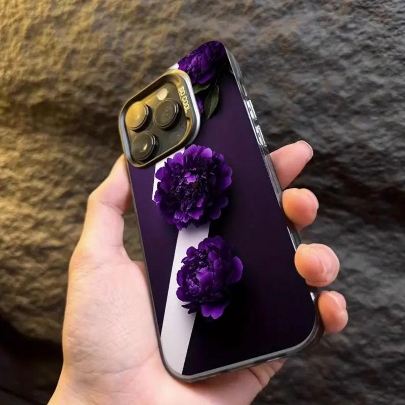 Elegant Purple Rose Phone Case for Apple 11/12/13/14/15/16 Pro/Pro Max/X