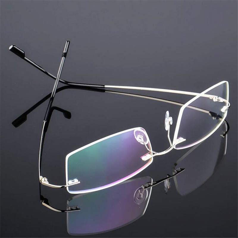Ultralight TR90 Memory Rimless Reading Glasses Square Presbyopic Eyewear +1.0 to +4.0 for Men Women