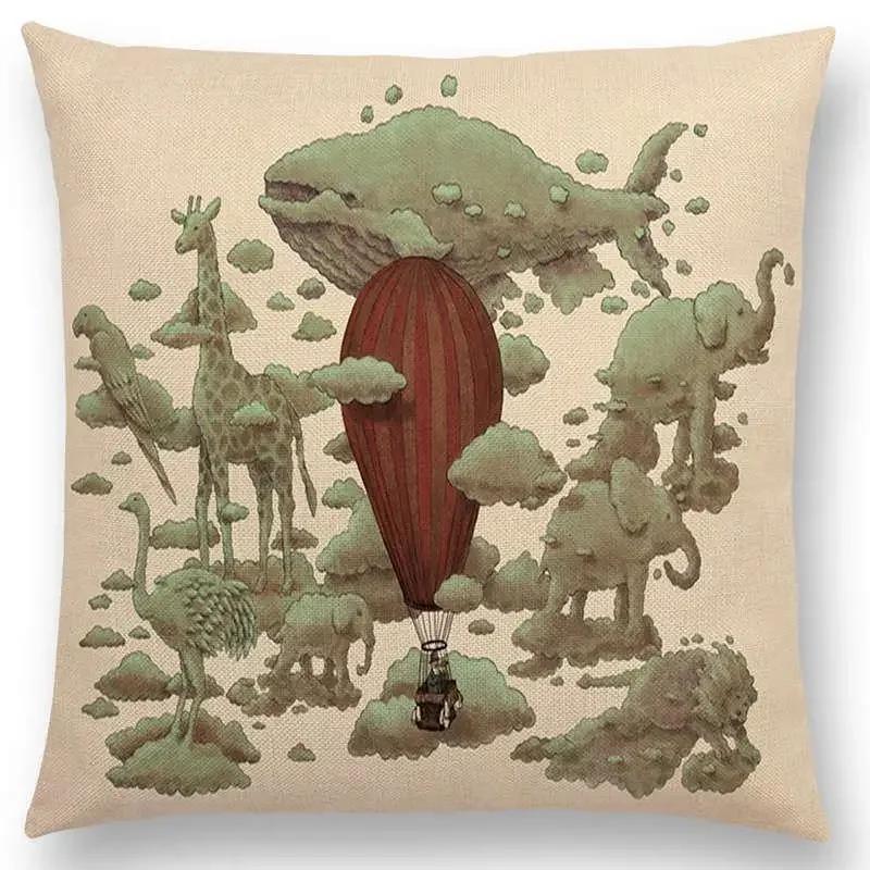 Newest Cute Little Ghost Sailboat Whale Ocean Deer Bear Diver Prints Cushion Cover Sofa Throw Pillow Case