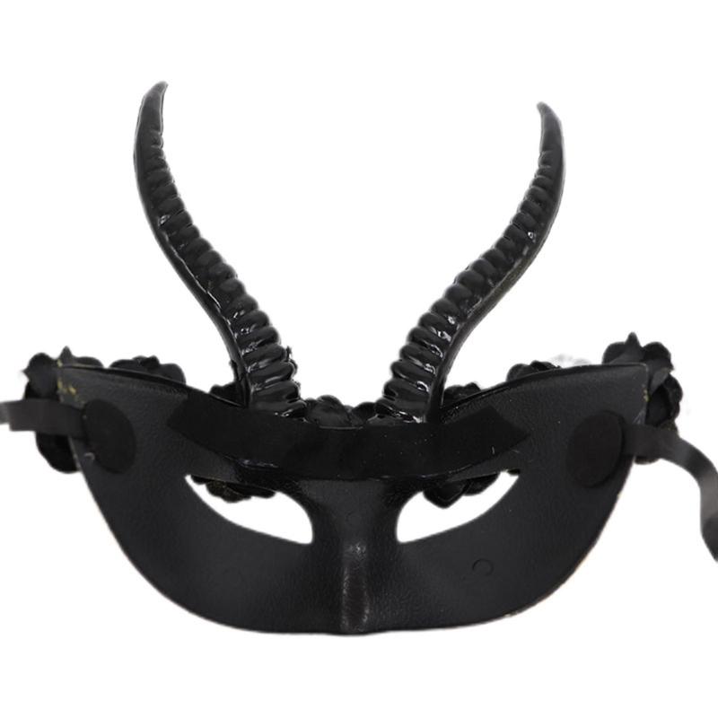Halloweenská maska Maškarní maska Maska na půl obličeje Maska ďábla Maska pro Mardi Gras Maska pro karnevaly Strašidelná maska s rohy pro párty