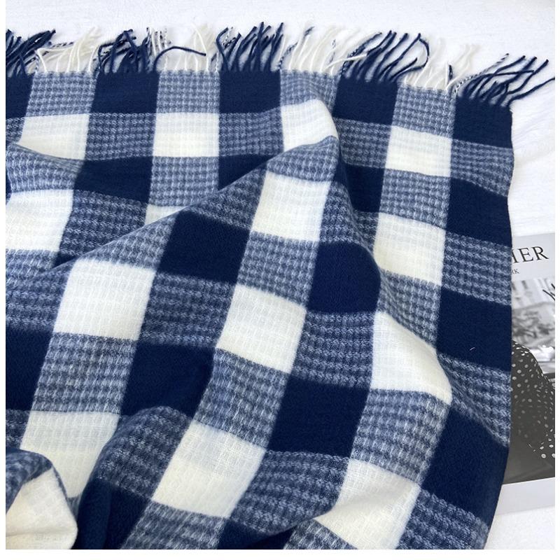 Scarf Women's Autumn and Winter New Imitation Cashmere Fringed Scarf Versatile Warm Thickened Plaid Shawl