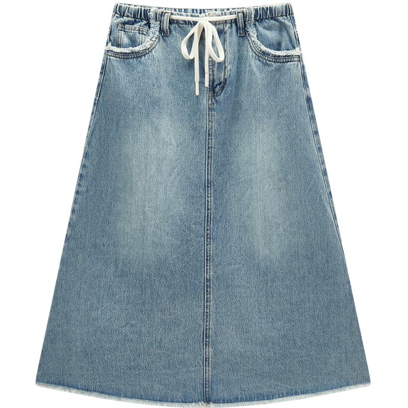Aijutu Women s Fashion High-Waist Denim Skirt M
