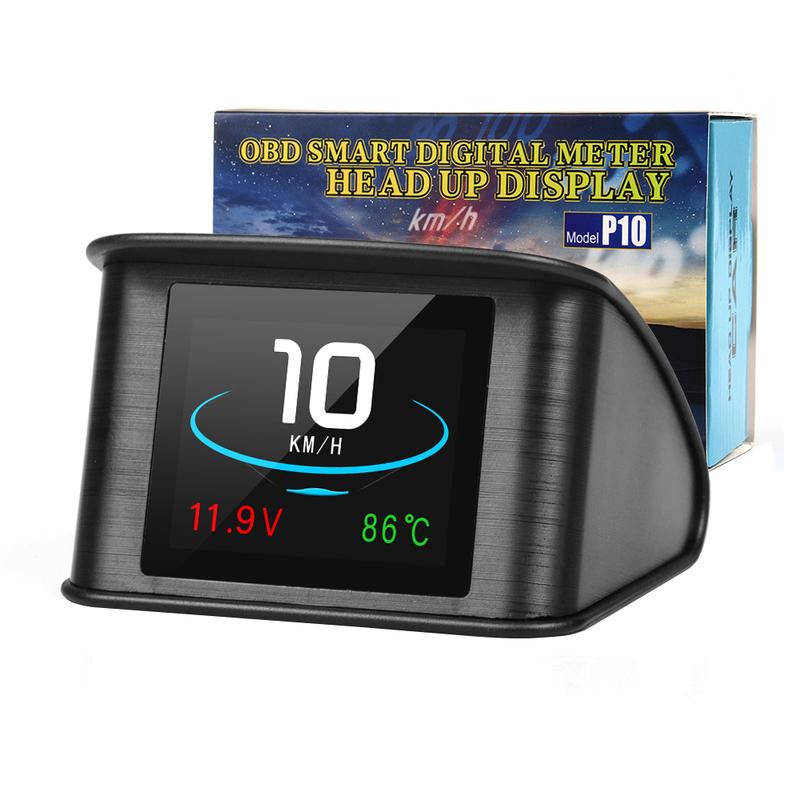 2025 Newest P10 Universal LCD Car Digital Large Screen OBD Monitor Head Up Display Overspeed Alarm Angine Gauge Car Accessories