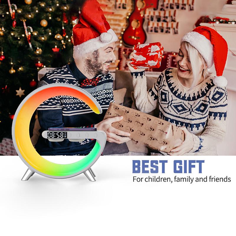 Multifunction Wireless Charger Pad Stand Speaker Tf Rgb Night Light 15W Fast Charging Station For Iphone Samsung Xiaomi Huawei