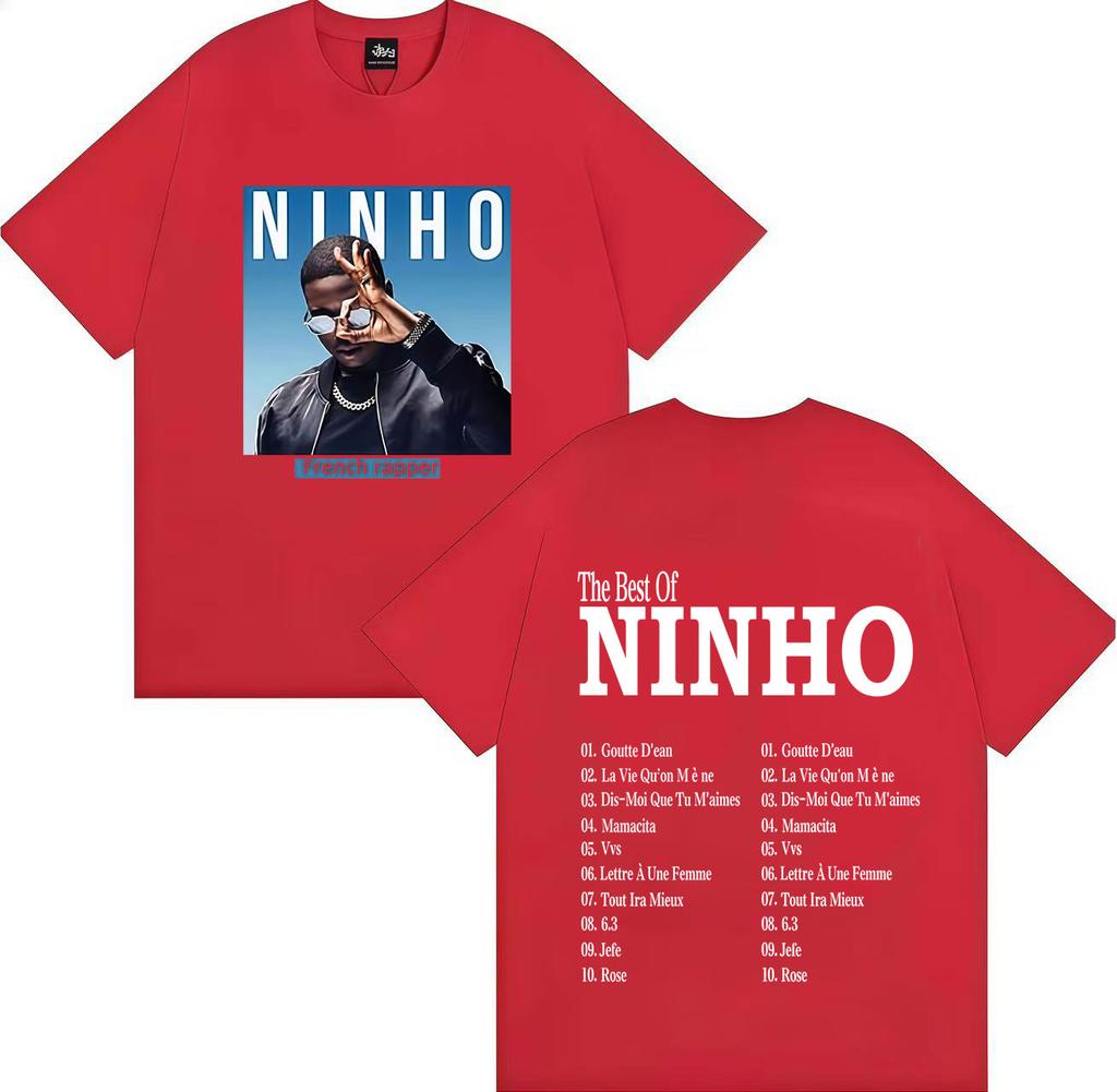 French Pop Rapper Ninho Gothic Graphics High Quality Tshirt Oversized Casual Cotton Tees Mens Women Hip Hop T Shirts Streetwear