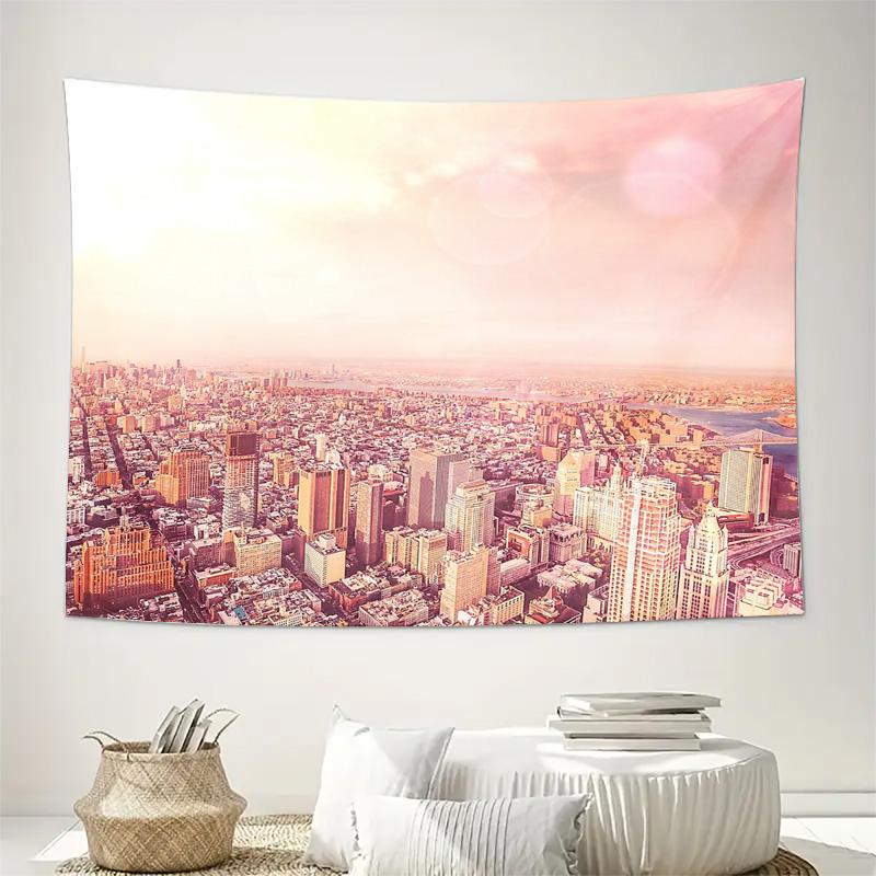 NYC Skyline Tapestry Wall Hanging Large Cityscape Home Decor Room Aesthetic Vaporwave Urban Photography Wall Art Bedroom Living