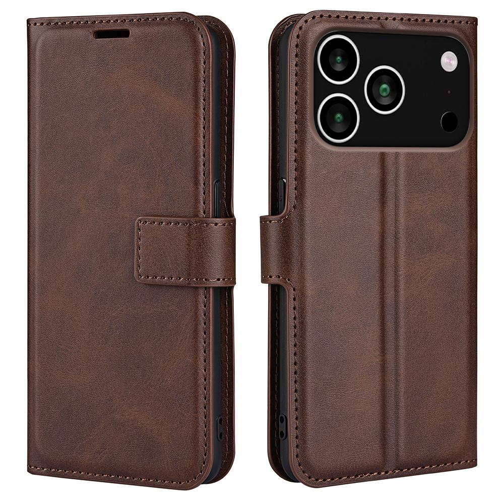 For iPhone 17 Pro Max Stand Case Anti-Scratch Calf Texture Leather Phone Cover