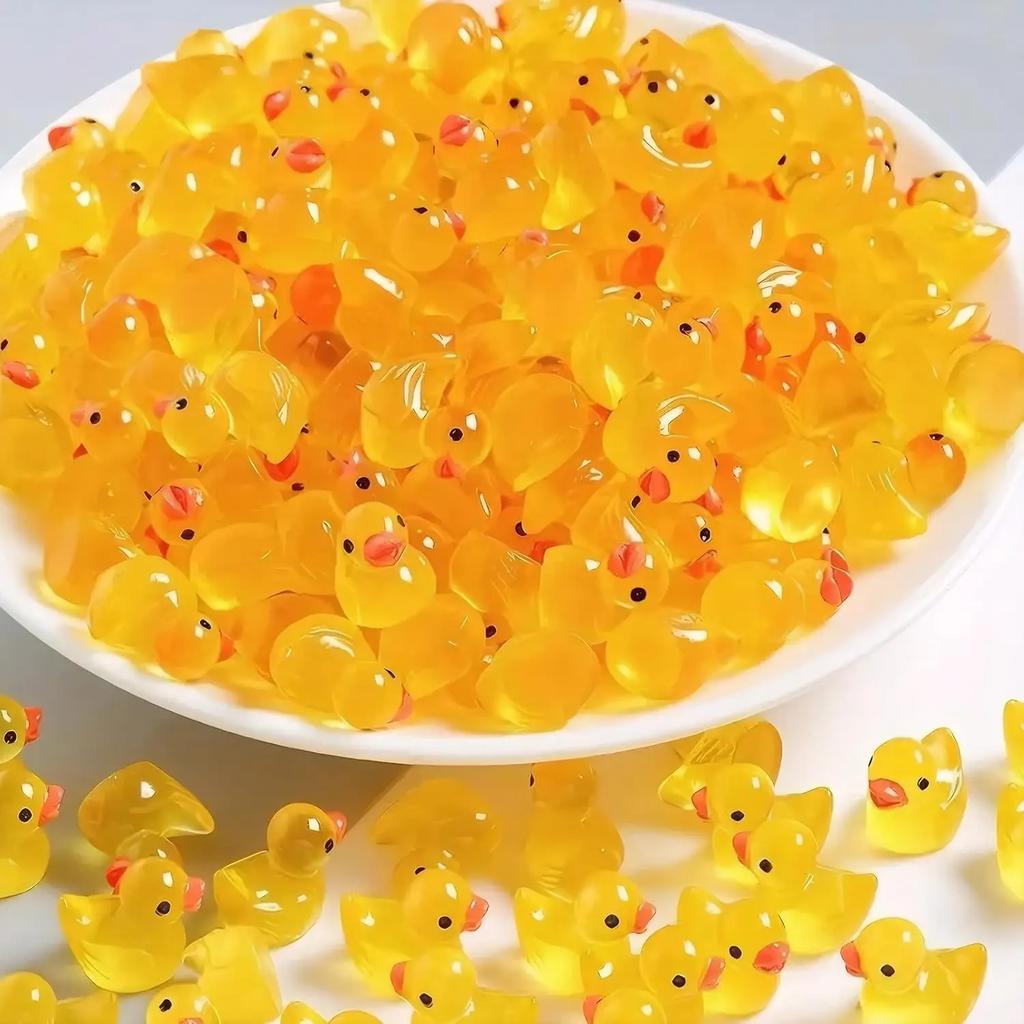 50/100 Pcs Luminous Mini Duck Tiny Resin Duck Little Duck Figurines Bulk For Dollhouse Ornament Micro Garden Diy Crafts Decor