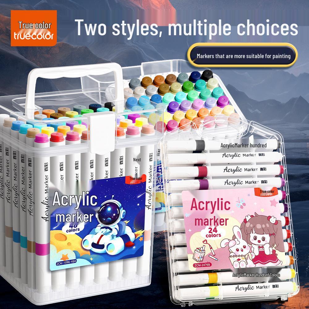 Non-Bleeding True Color Watercolor Marker Pens for Kindergarten Art - Safe & Stackable Acrylic Brushes