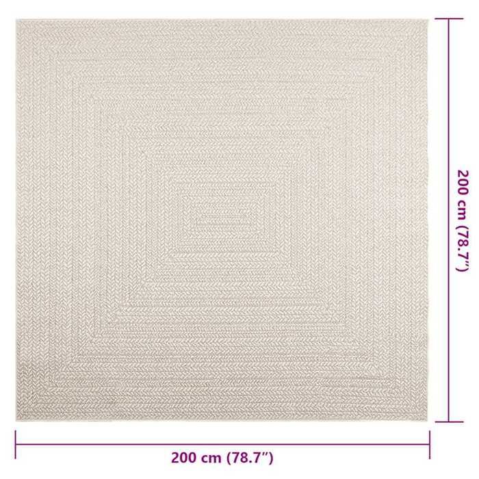 VidaXL ZIZUR Cream Rug 200x200 Cm Jute Look Indoor Outdoor, Outdoor Rug, Floor Mat, Indoor Rug, 4010367