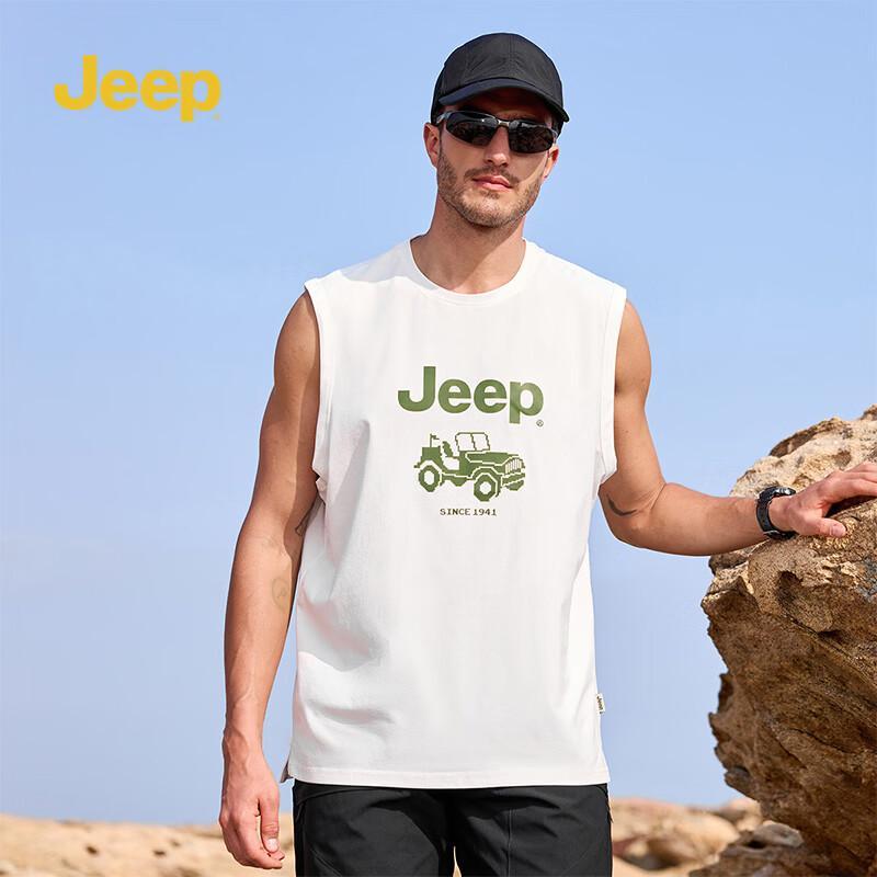 Jeep Men s Quick-Dry Sleeveless T-Shirt 3XL грязно-белый