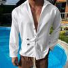 Mens Solid Color Casual Lapel Long Sleeve Shirt