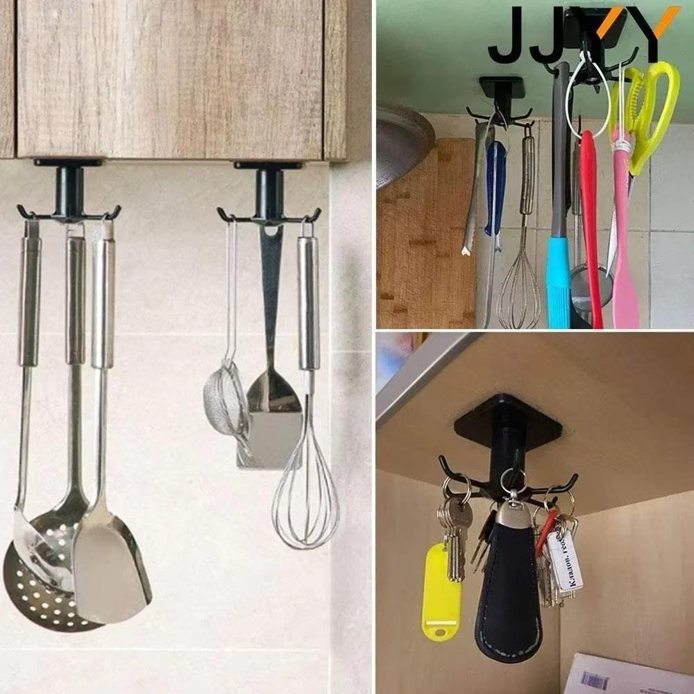 6-Claw Rotating Storage Rack 360 Degrees Multifunctional Shelves Kitchen Hooks Kitchen Organizer