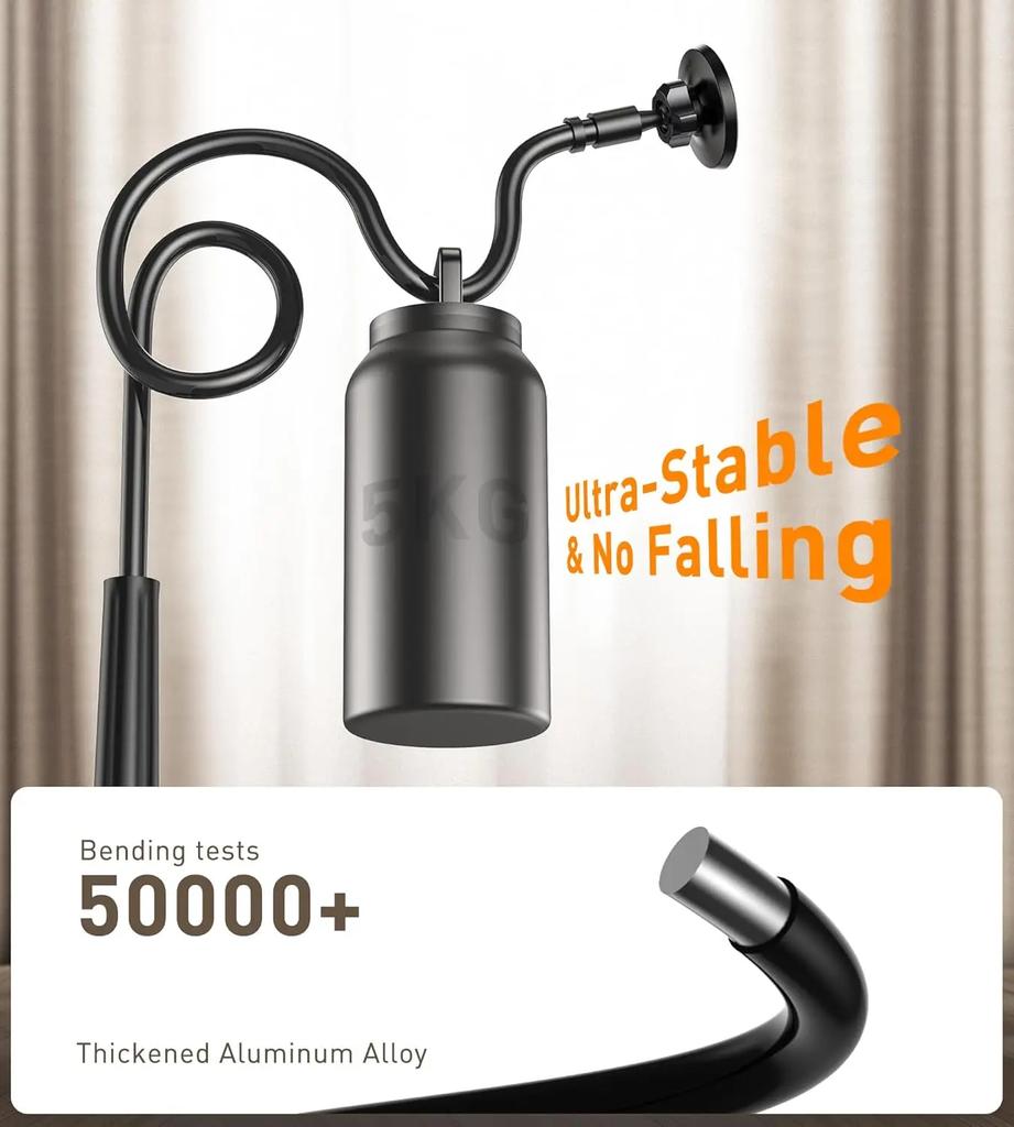 Magnetic Mobile Phone Stand Gooseneck Office Home 360° Rotation Bed Table Foldable Holder with Metal Rings for iPhone 16 15 14