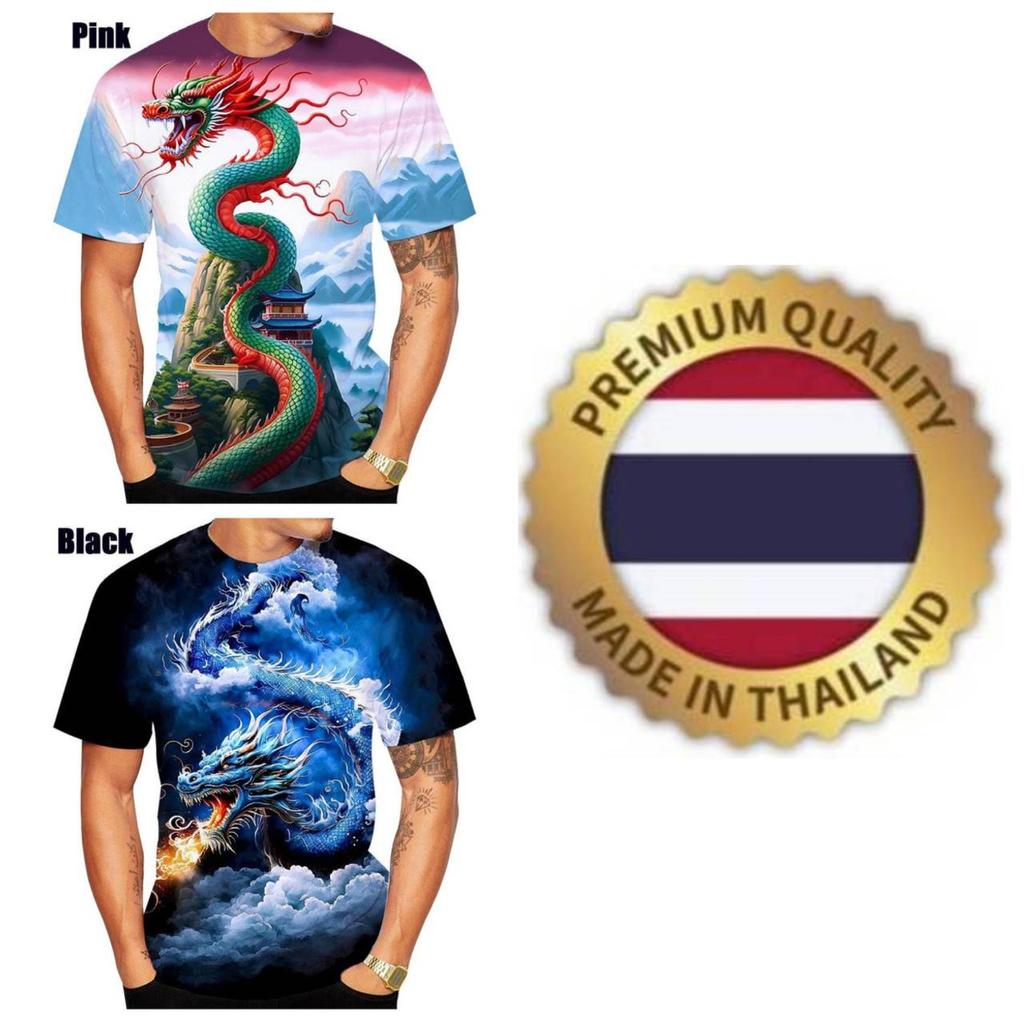 Dragon Muay Thai T-Shirt Kick Boxing 3D Print Vintage Training Quick Dry Men Women Unisex Short Sleeve Round Neck MMA Mix Martial Art