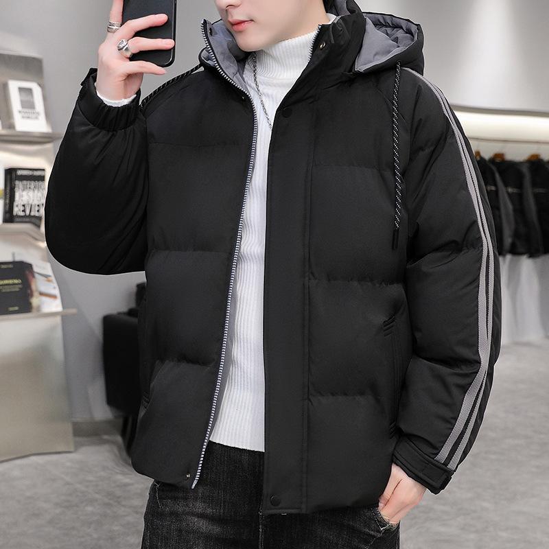 Zimowe bawełniane ubrania z kapturem i pogrubione męskie codzienne modne ciepłe bawełniane ubrania kurtka ubrania typu chleb odzież męska