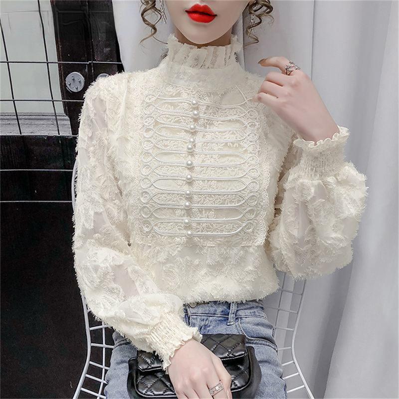 Eleganckie damskie bluzki letnie codzienne damskie topy damska koronkowa koszula bluzka koszula damska bluzki top z długim rękawem damski mujer