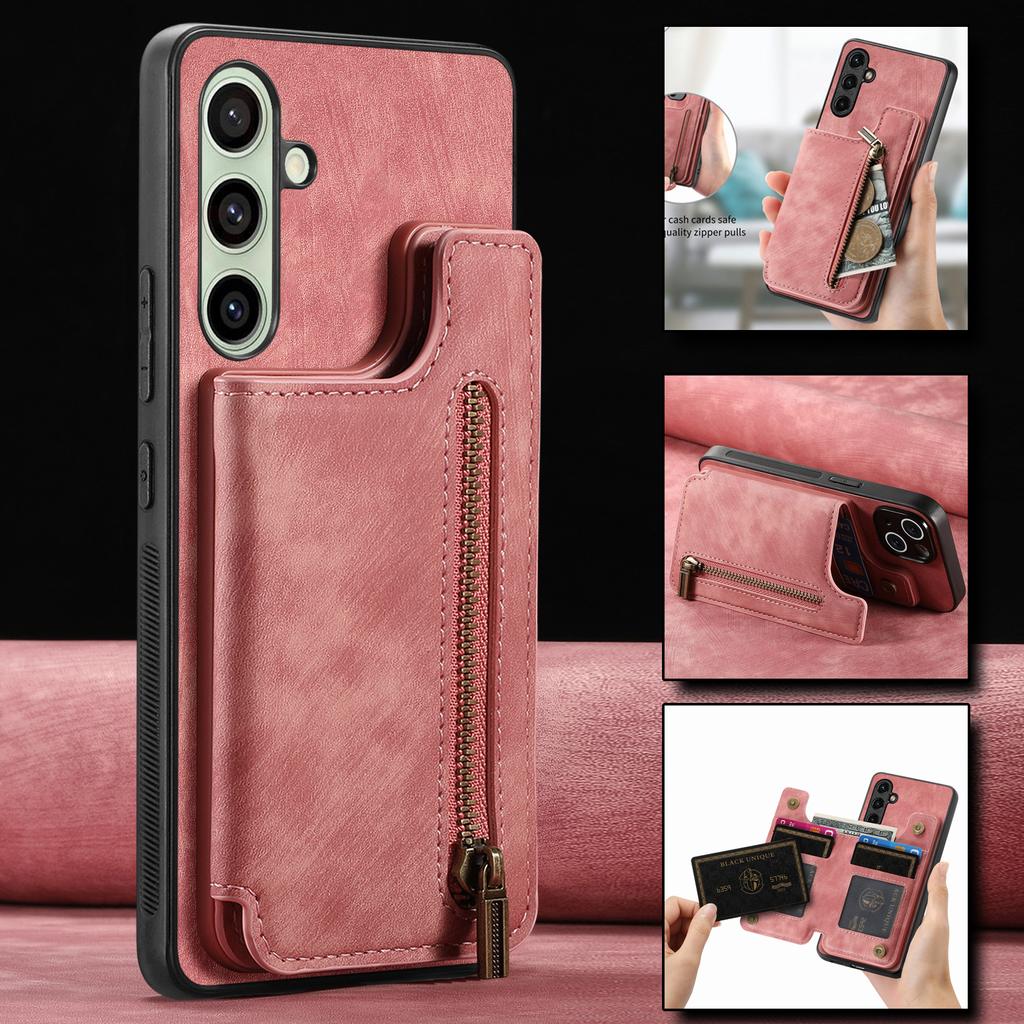 For Samsung Galaxy A36 5G Case with Zipper Card Holder Retro Leather TPU Phone Cover