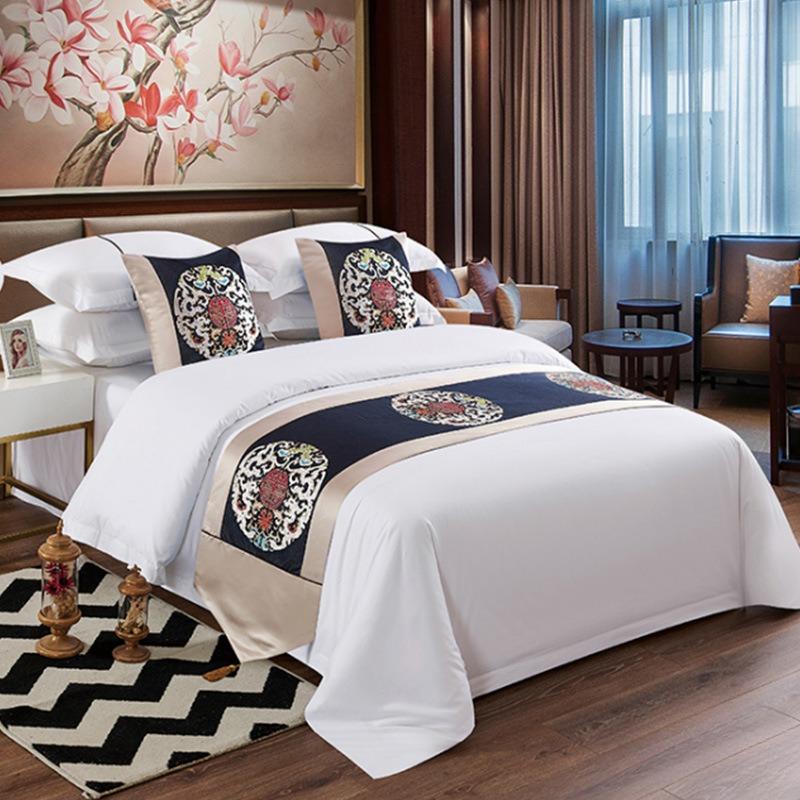 Runner da letto in stile europeo, ricamo di lusso, bandiera, runner da tiro, camera da letto, decorazione per la casa, letto, asciugamano, federa