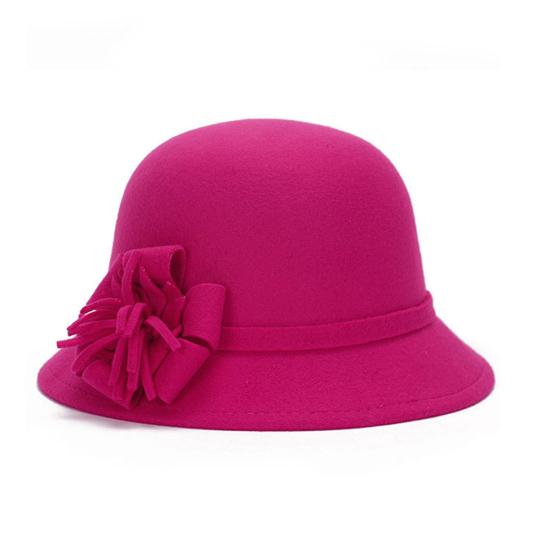 Women Retro Flower Bowler Hat Solid Color Cap for Party Prom Cocktail Travel