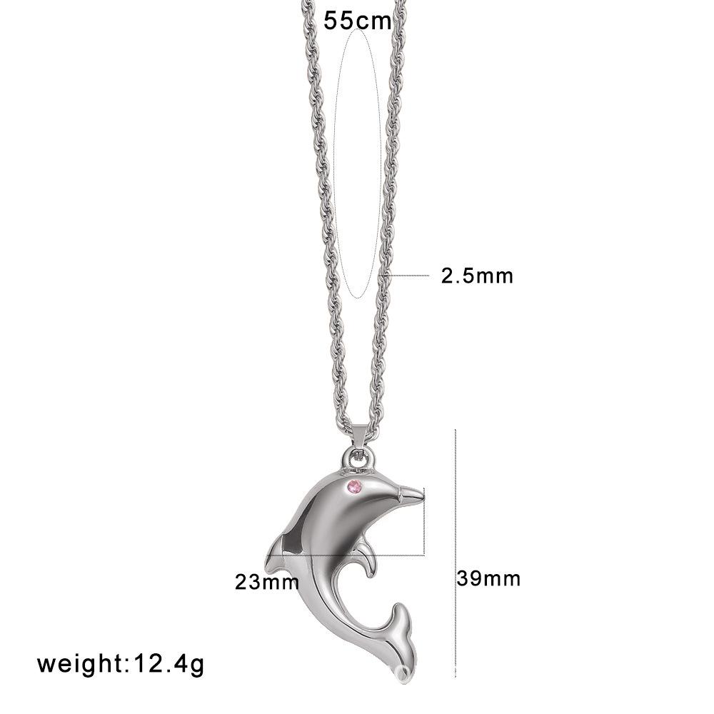 Stainless Steel 3D Dolphin & Elephant Pendant Necklace - Cute and Fashionable Choker