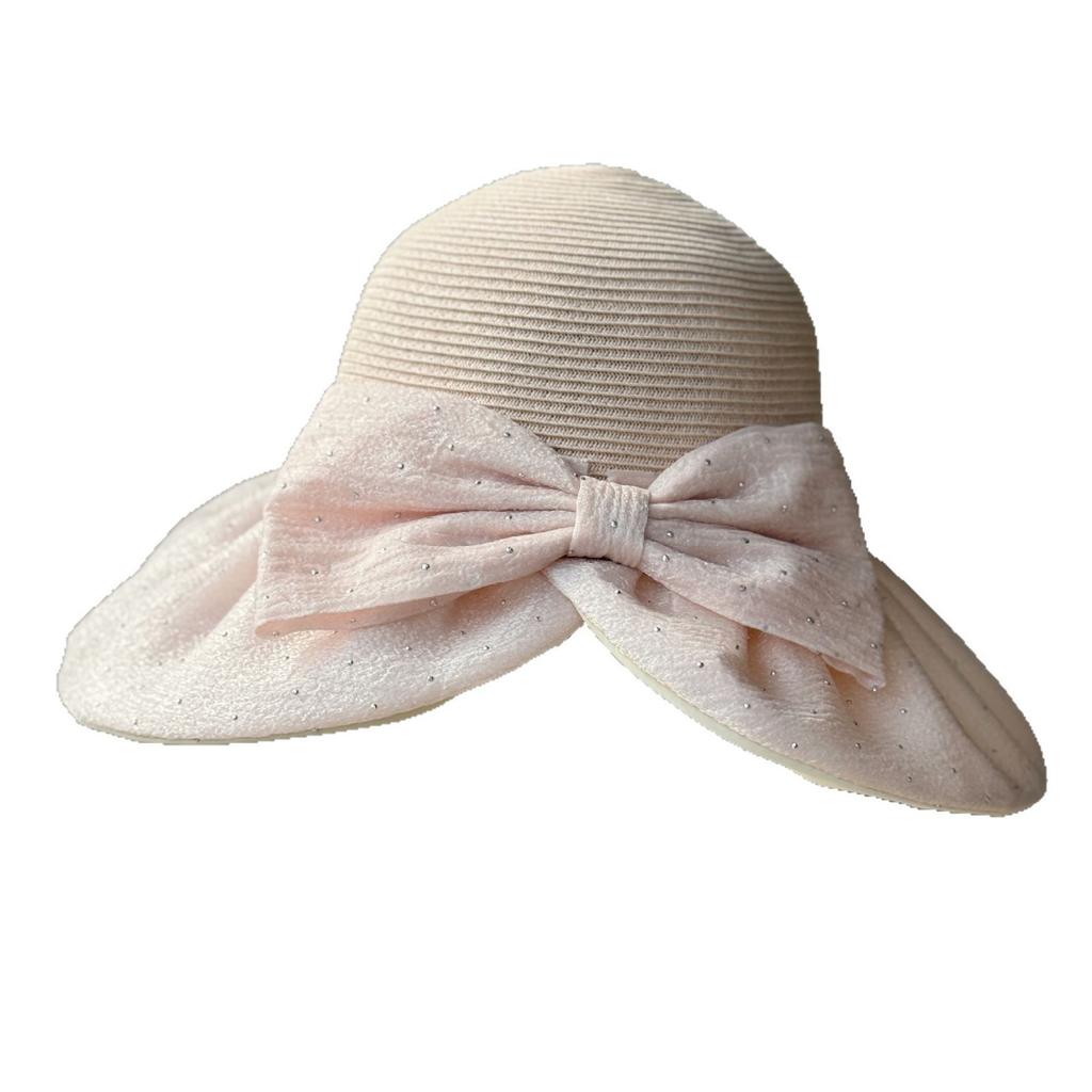 Sun hat women's summer sun protection UV protection bucket hat bow big brim sun hat foldable beach hat