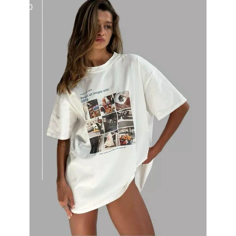 Fashion Wind Fashion Print Casual Loose Round Neck Cotton T-shirt Printed Loose Cotton T-shirt