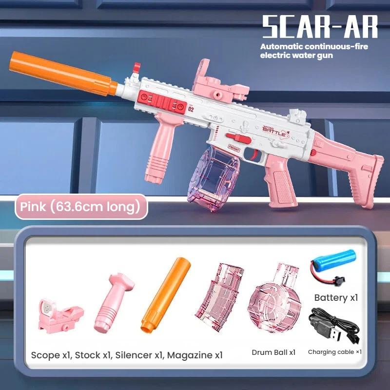 SCAR Electric Water Gun Pistol - Automatic Shooting Game Toy Summer Outdoor Beach Water Fight Toy Gifts