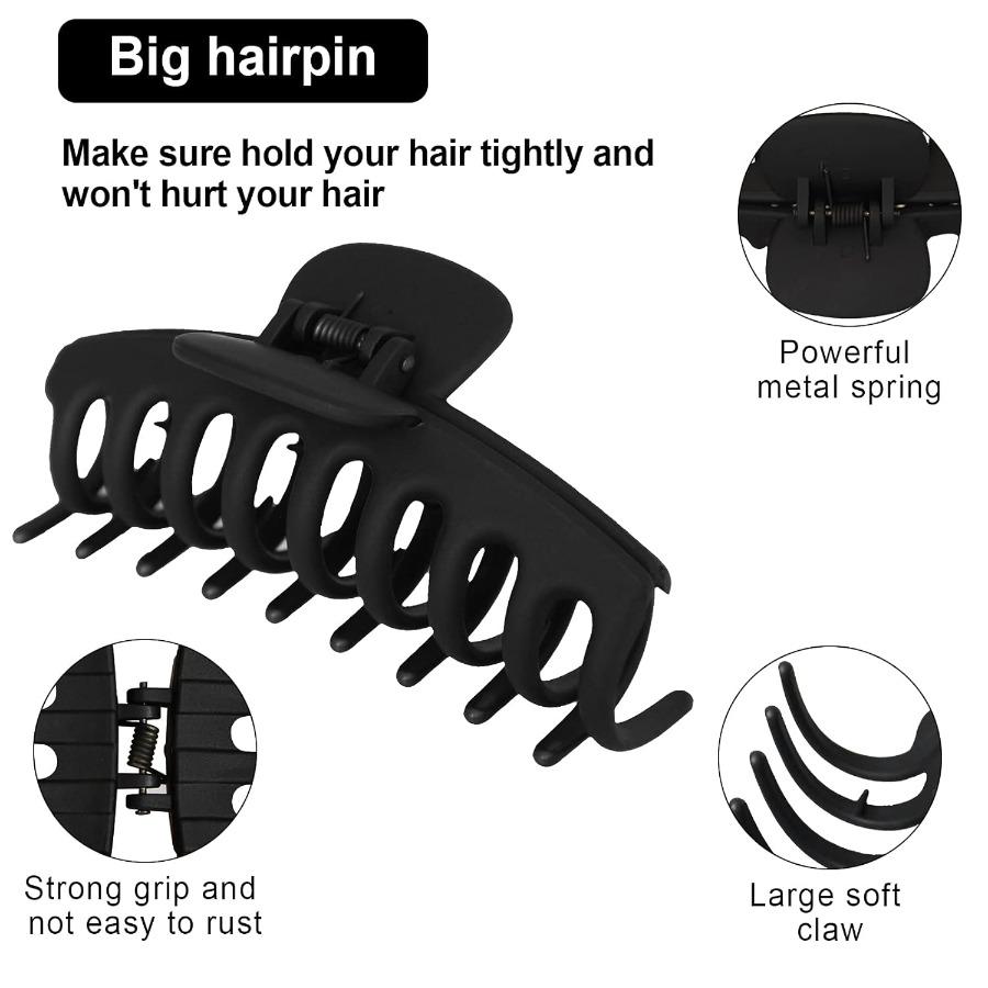 2 Pack Big Hair Claw Clips Nonslip Large Claw Clip for Women and Girls HairStrong Hold Grips Hair Accessories 4 Inch Black Idea