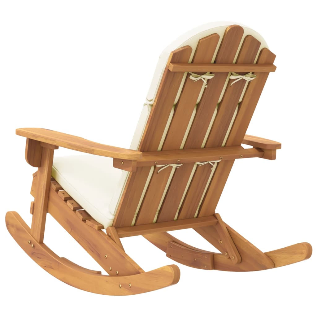 Vidaxl Adirondack Rocking Chair With Cushions, Solid Acacia Wood