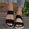 Damen Strick Elastisches Tuch Keilsandalen Slip-on Leichte Laufsandalen Damen Übergröße Bequeme Sommerschuhe für Frauen