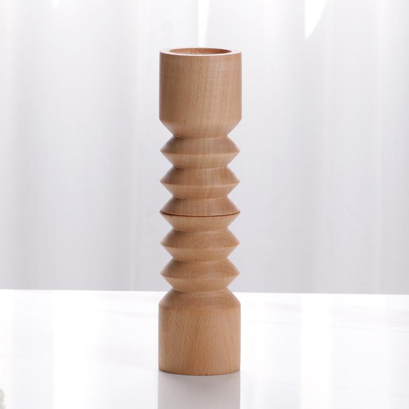 Kerzenhalter-Ornamente aus massivem Holz, nordischer moderner Modellraum, frische Wohnaccessoires, minimalistischer Halbkreis-Kunst-Kerzenhalter-Ornamente
