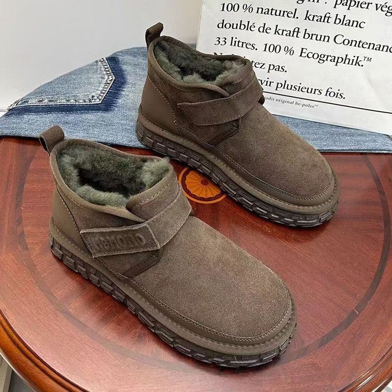 Snow boots winter fur integrated warm piled thickened outdoor cotton shoes 44 черный оливковый 3770₽