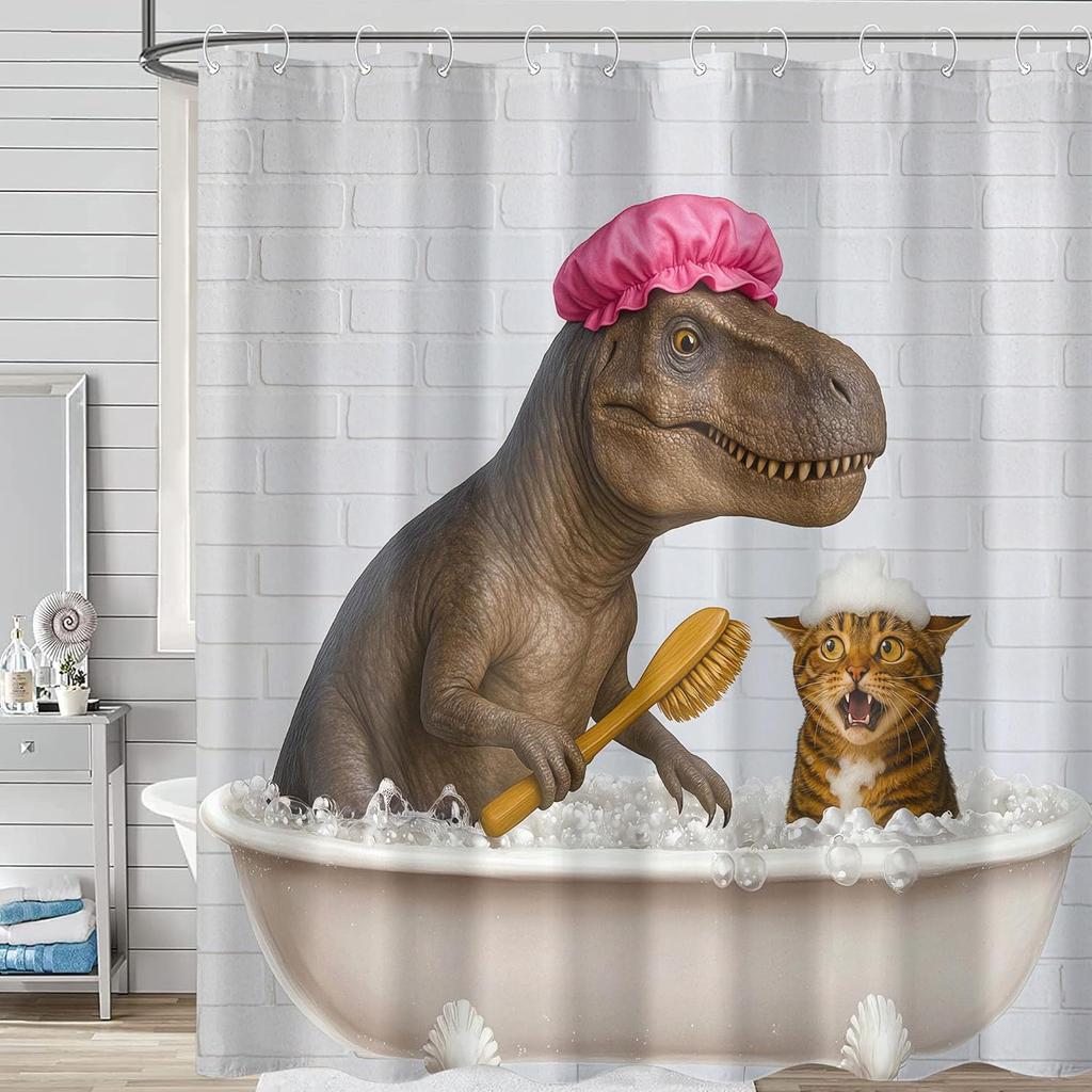 Funny Japanese Cat Shower Curtain Cute Fun Cool Cat Monster Shark Shower Curtains For Bathroom Vintage Ocean Waves Anime Kids