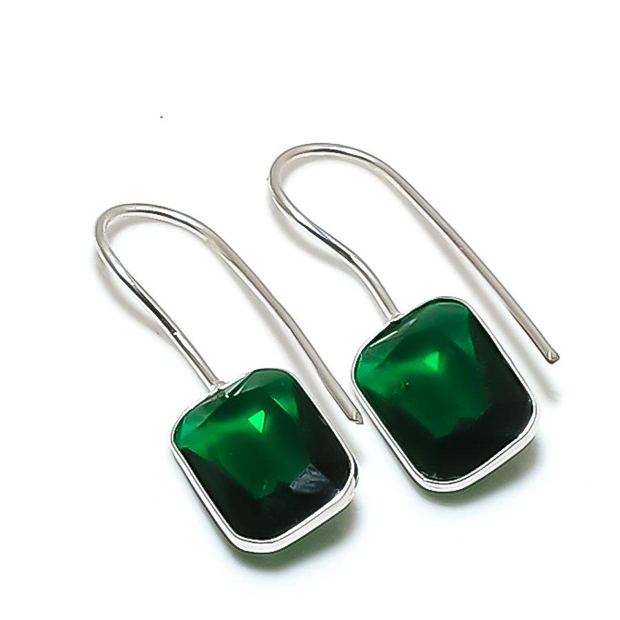 Natural Chrome Diopside Gemstone 925 Sterling Silver Jewelry Earring 1.30 AE-12558