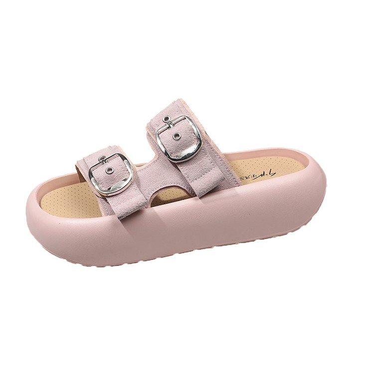 Thick-soled slippers summer new semi-drag comfortable casual soft outer wear flat-bottomed sandals women