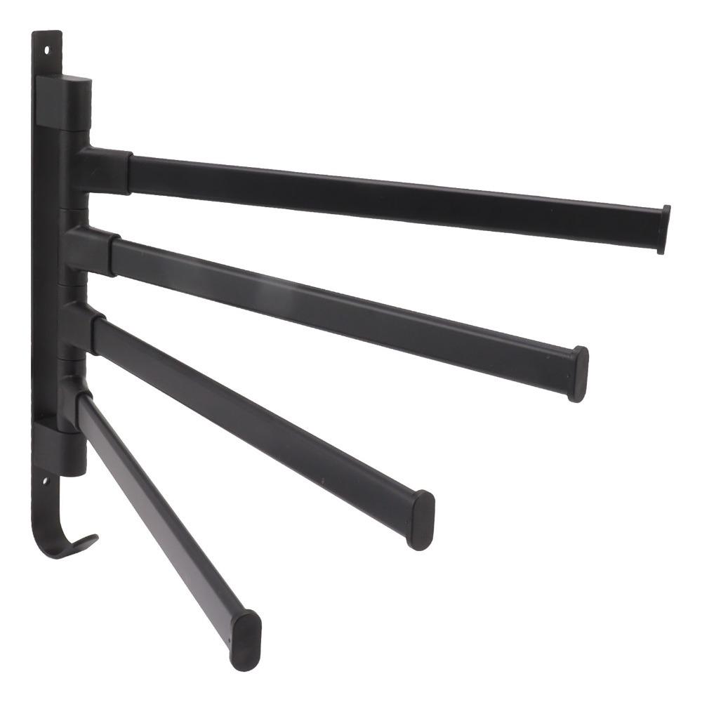 Black Swivel Towel Rack Aluminum Towel Holder Durable Swivel Towel Bar Space Saving