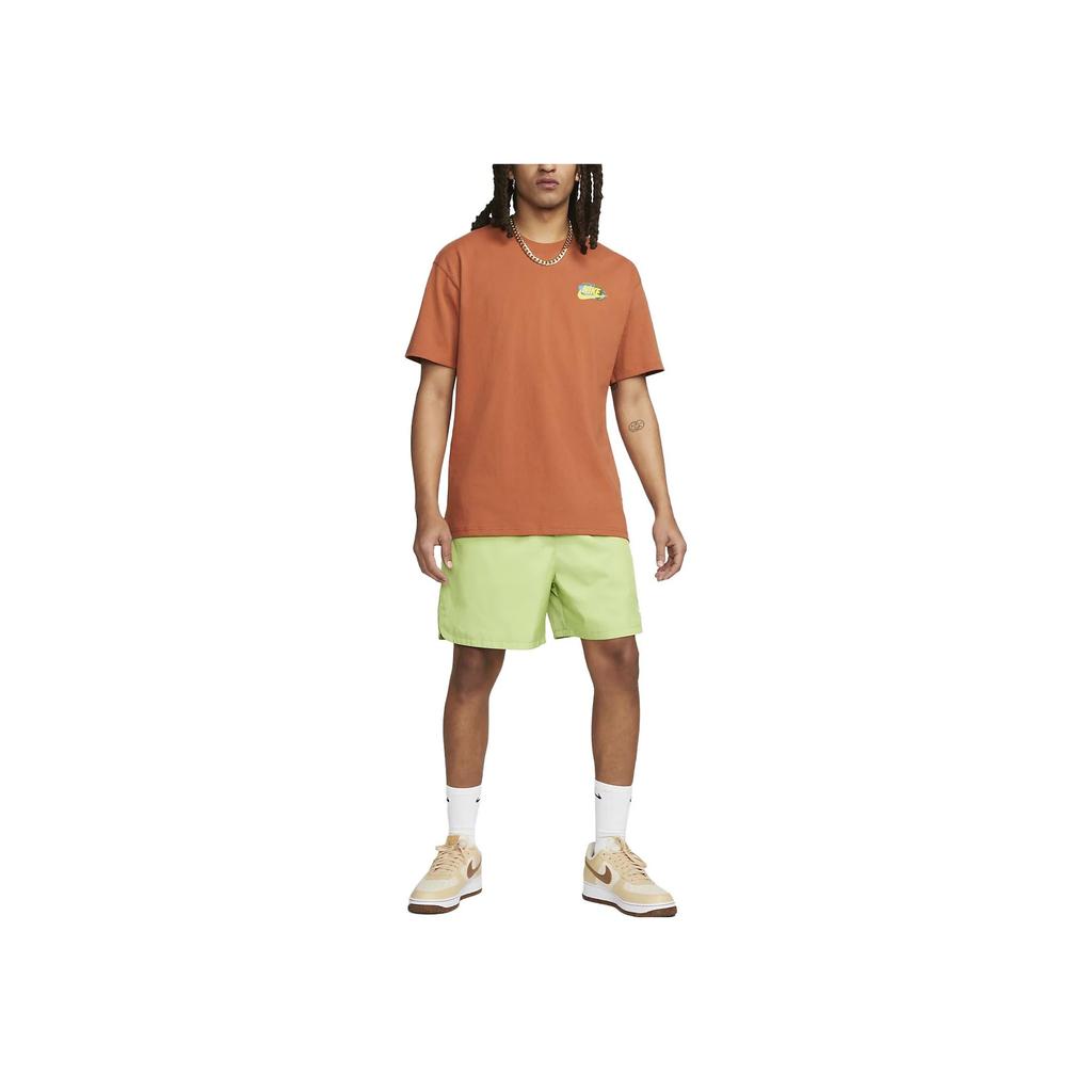 Nike Sportswear Alphabet Print Crewneck T-Shirt Men Tops Dark-Reddish-Brown FB9812-246