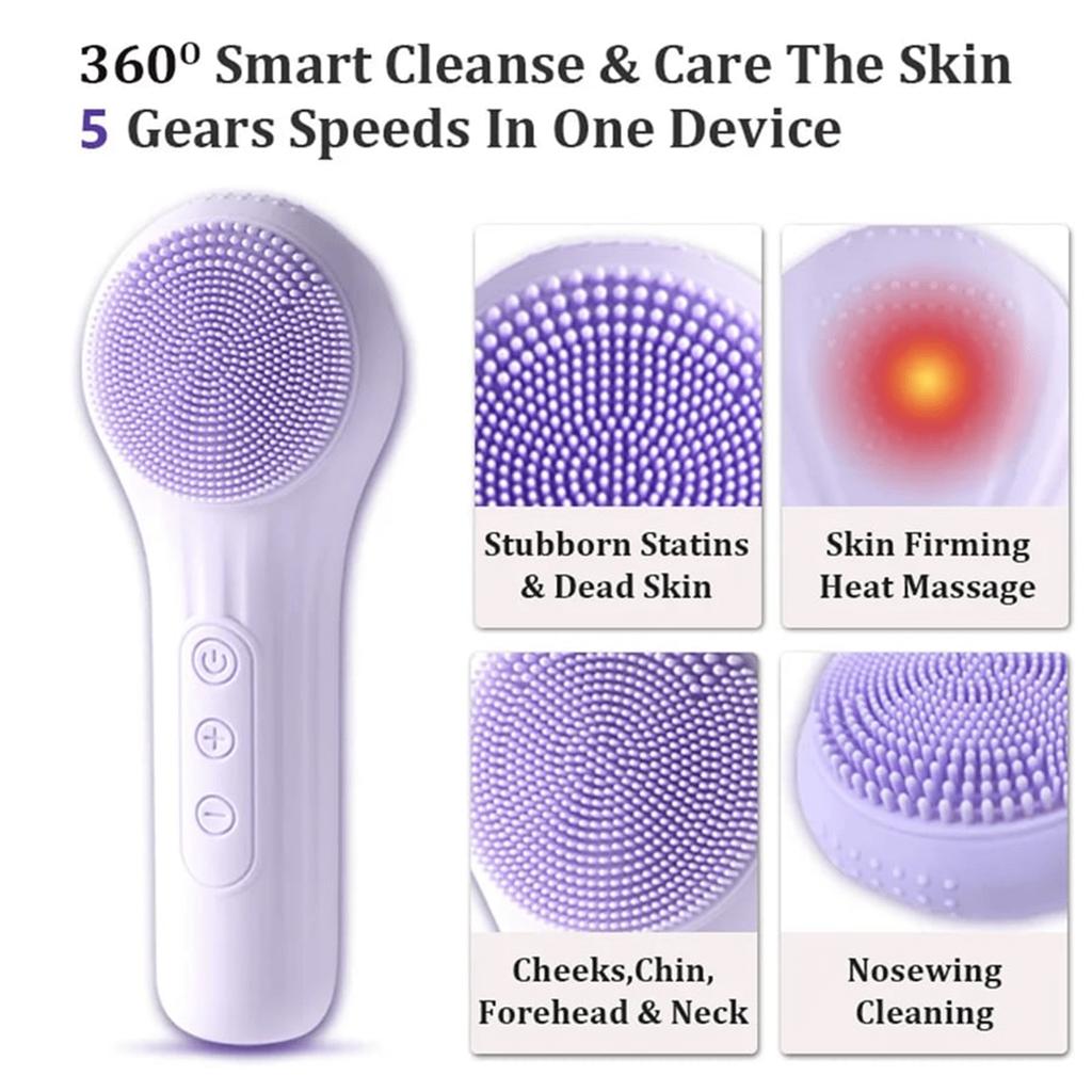 Waterproof Facial Cleansing Brush For Men & Women Rechargeable Exfoliating Electric Face Scrubber Cleanser Brush
